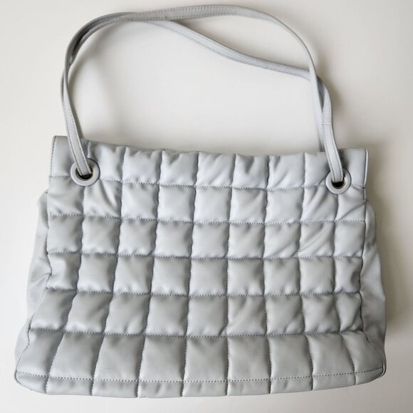 Vince Camuto Jass Quilted Puffy Large Shoulder Bag Tote Gray Faux Leather Soft - Picture 4 of 13